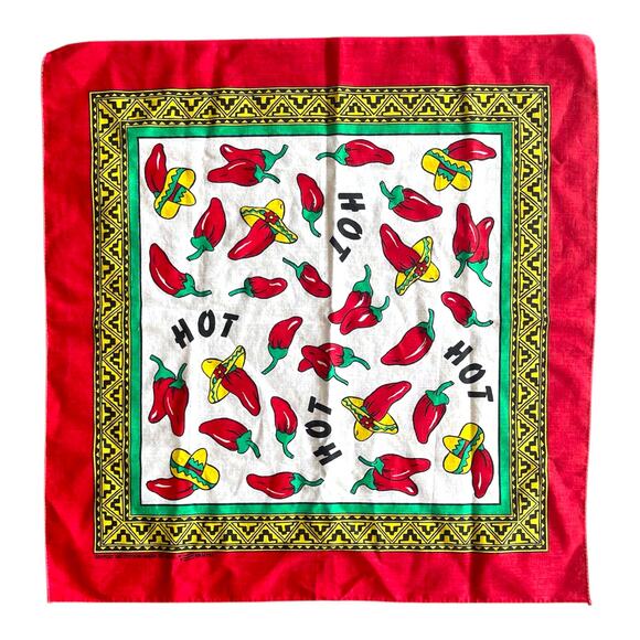 Unbranded Other - Vintage Red Hot Chili Party Peppers Bandana Made in USA 14193 Party